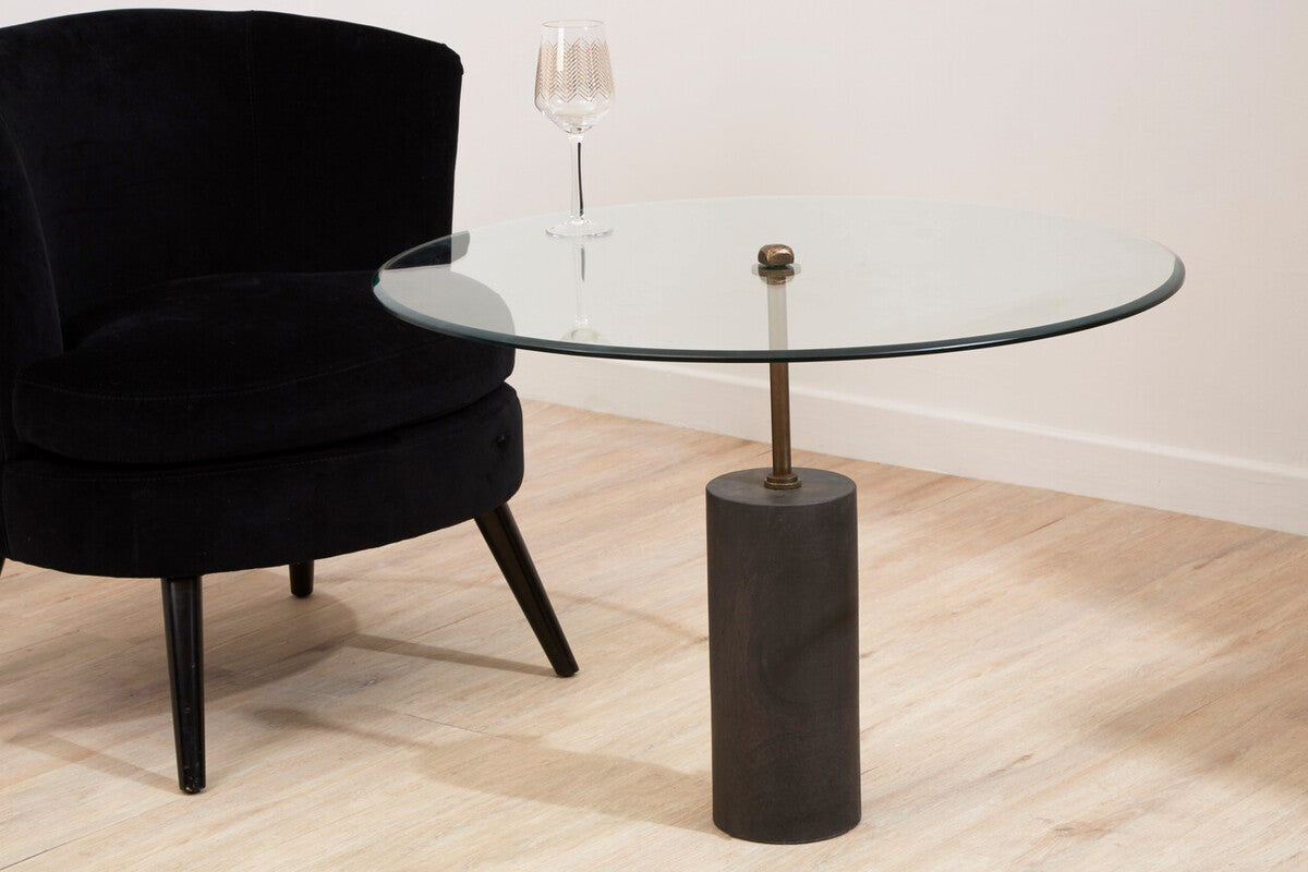 Rany Glass And Black Marble Side Table