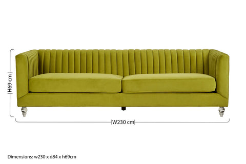 Brasa 3 Seat Green Velvet Sofa