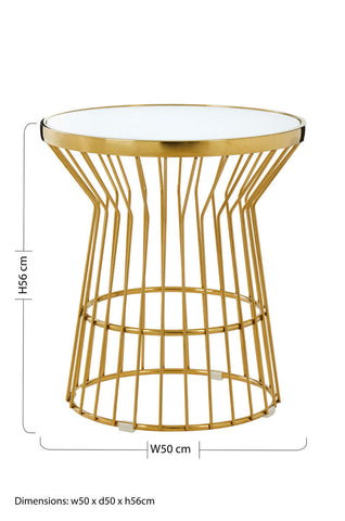 Tula Gold Finish Corset Base Side Table