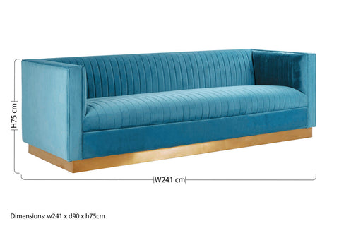 Opal 3 Seat Light Blue Sofa