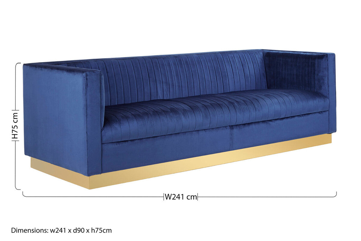 Opal 3 Seat Deep Blue Sofa