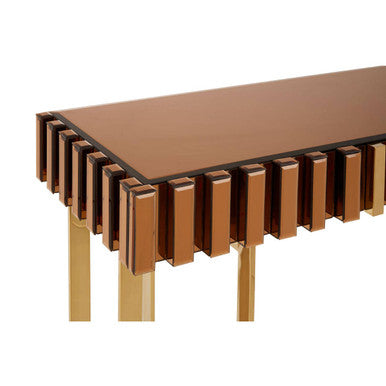 Rivoli Mirrored Top Console Table With Gold Polished Frame