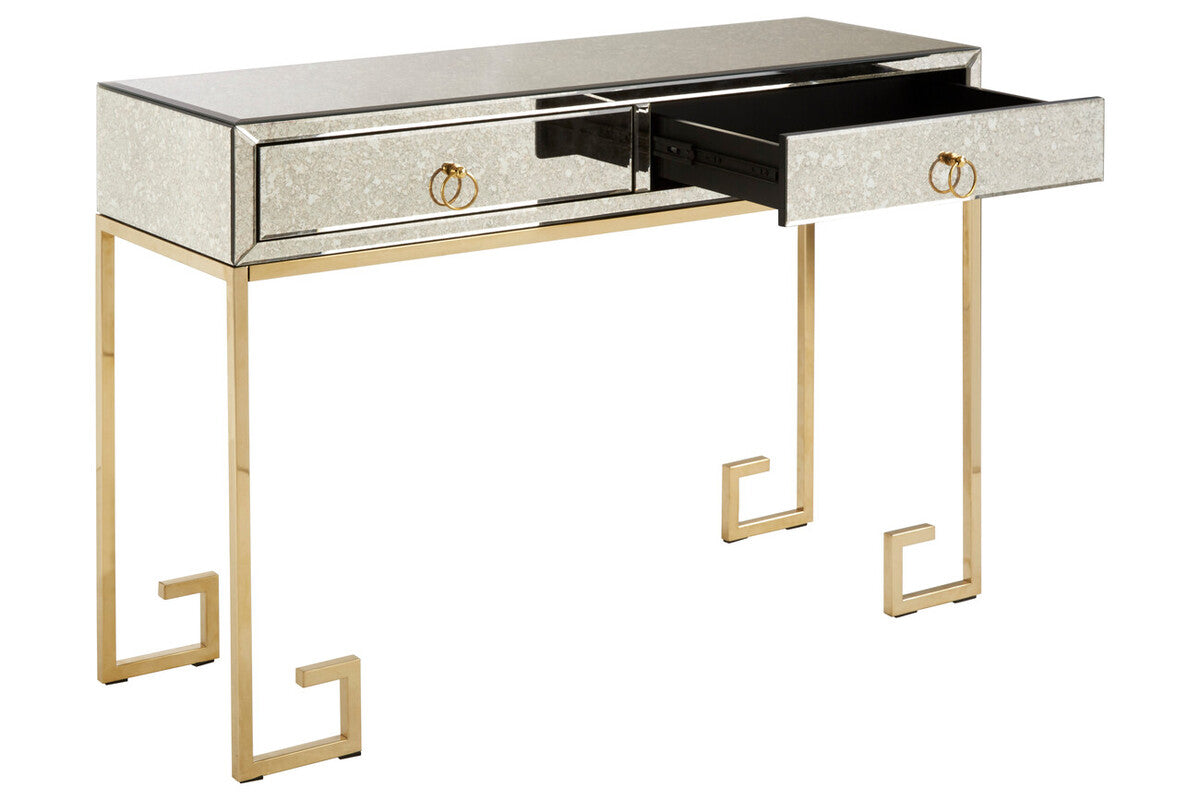 Rieti Antique Mirror and Gold Console Table