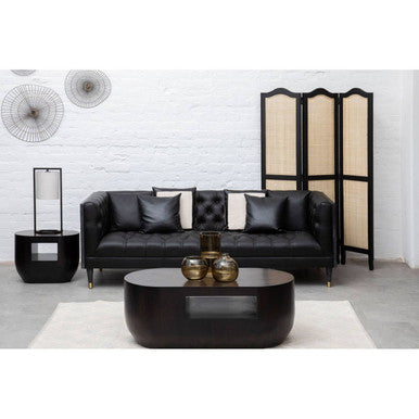 Gabelle Oval Ebony Bamboo Side Table