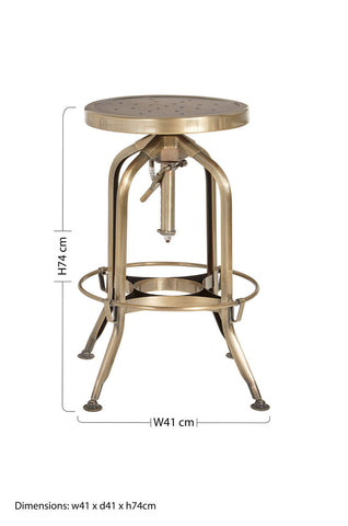 Gator Brass Finish Adjustable Bar Stool