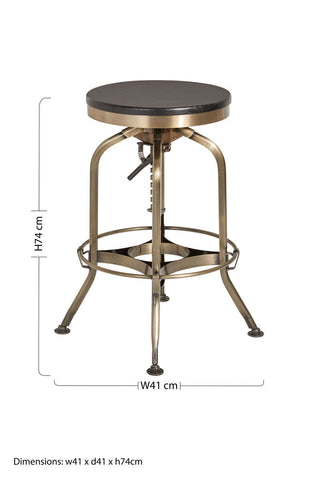 Gator Brass Finish and Ash Wood Adjustable Bar Stool