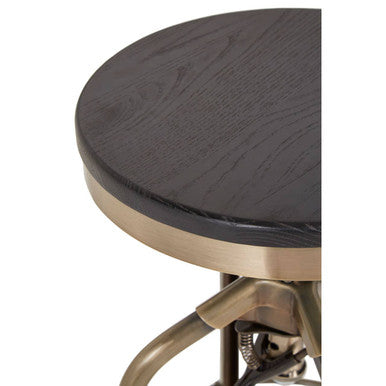 Gator Brass Finish and Ash Wood Adjustable Bar Stool