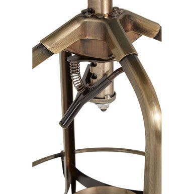 Gator Brass Finish and Ash Wood Adjustable Bar Stool