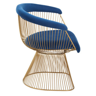 Anzio Navy Blue Velvet And Brushed Gold Chair