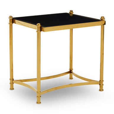 Ackley Gold Side Table with Black Glass