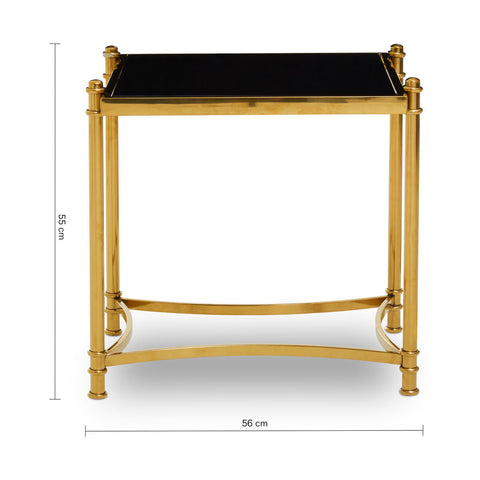 Ackley Gold Side Table with Black Glass