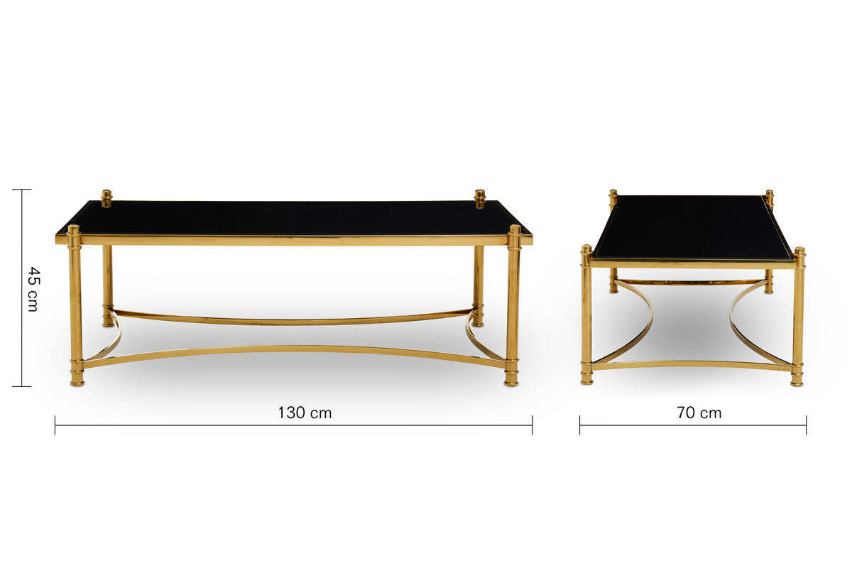 Ackley Gold Coffee Table with Black Glass