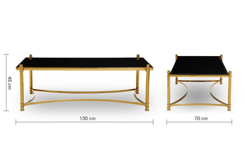 Ackley Gold Coffee Table with Black Glass