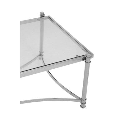 Ackley Silver Coffee Table with Clear Glass