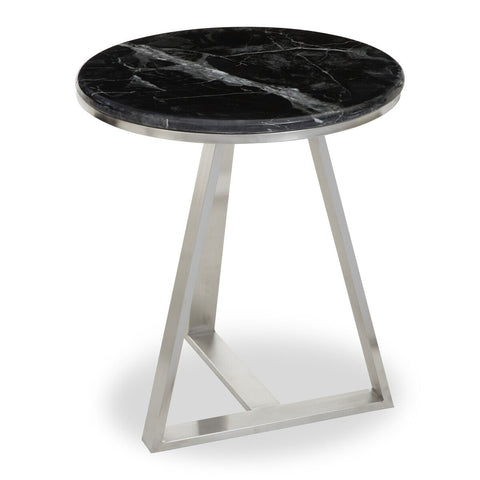 Alvaro Round Side Table With Black Marble Top