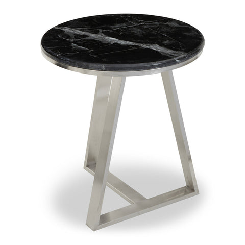 Alvaro Round Side Table With Black Marble Top