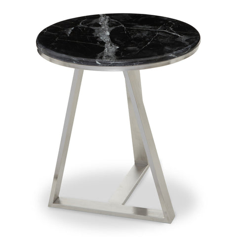 Alvaro Round Side Table With Black Marble Top