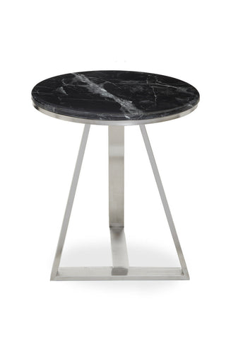 Alvaro Round Side Table With Black Marble Top
