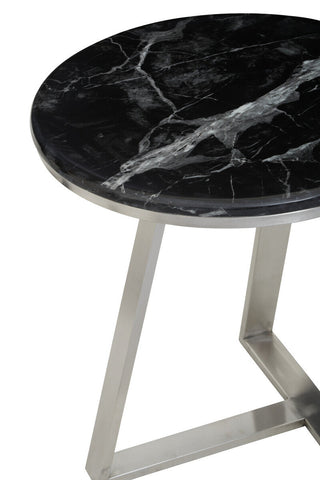 Alvaro Round Side Table With Black Marble Top