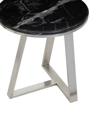 Alvaro Round Side Table With Black Marble Top