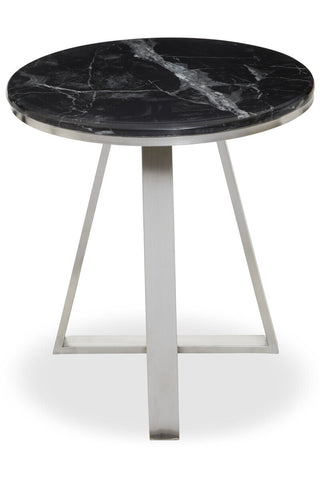 Alvaro Round Side Table With Black Marble Top