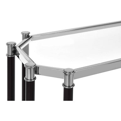 Allessi Silver and Black Console Table with Glass Top