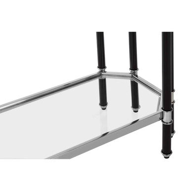 Allessi Silver and Black Console Table with Glass Top