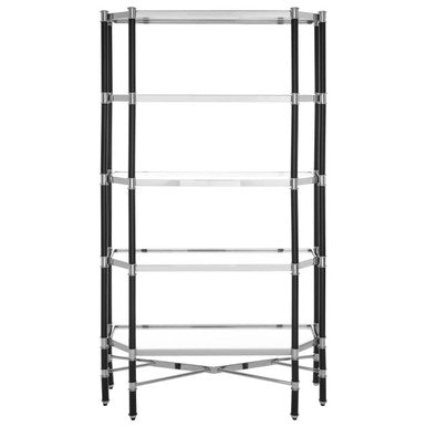 Allessi 5 Shelf Unit In Silver Metal and Black Frame