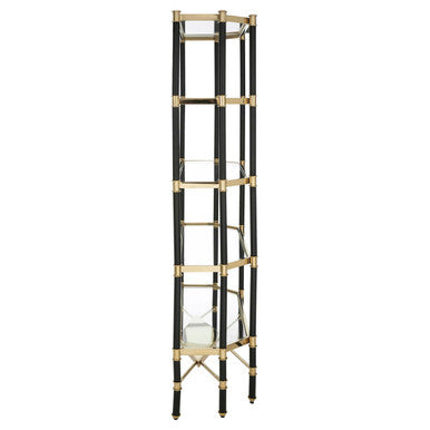 Allessi 5 Shelf Unit In Champagne Finish and Black Frame