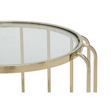 Oria Warm Metallic Side Table With Glass Top