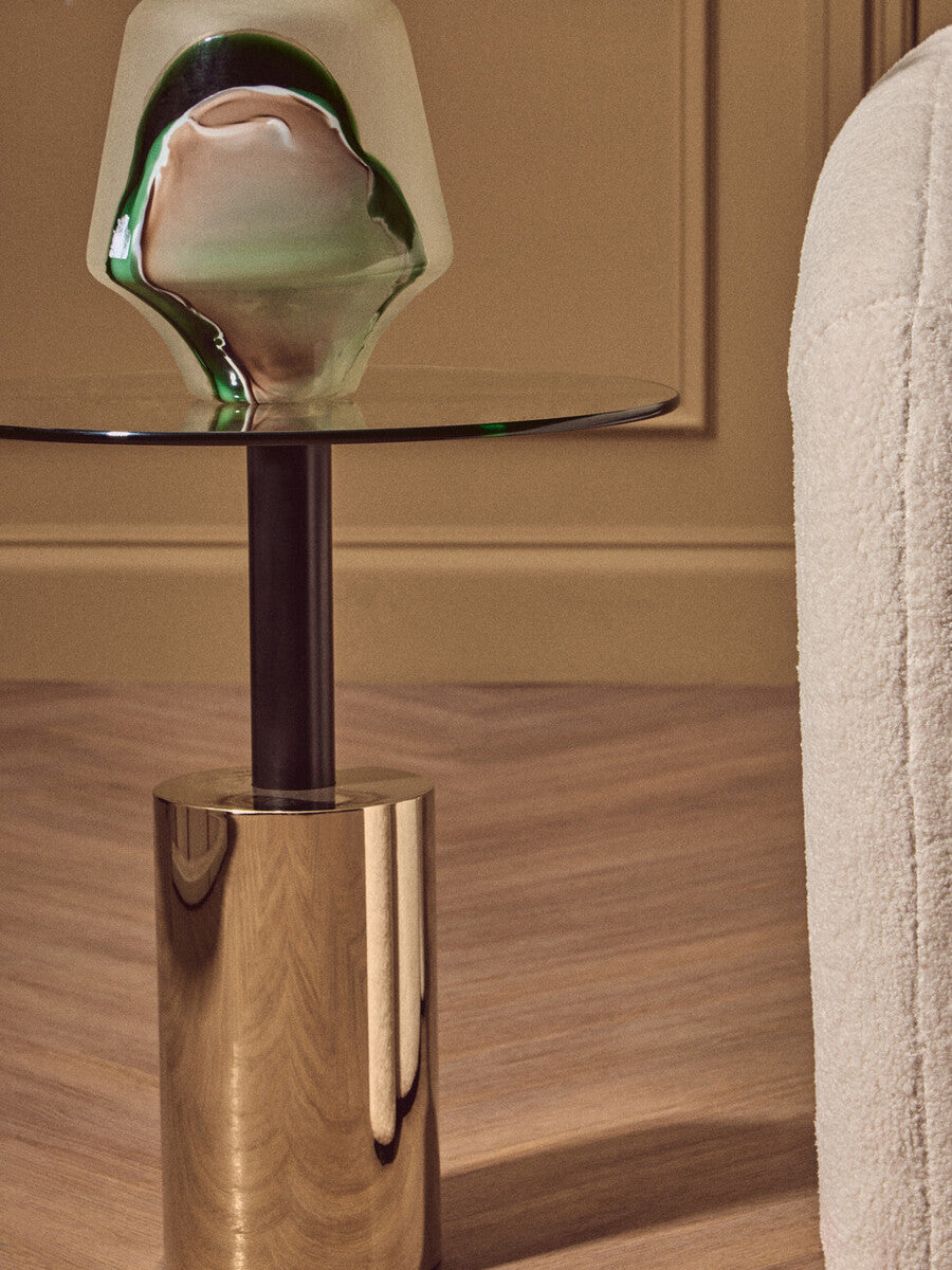 Oria End Table With Warm Metallic Base