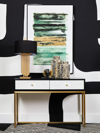Dumas Black and White Console Table with Drawers
