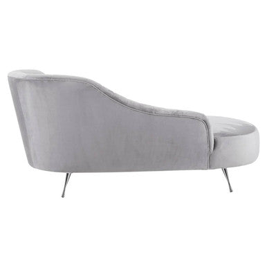 Rene Grey Velvet Right Hand Chaise Longue