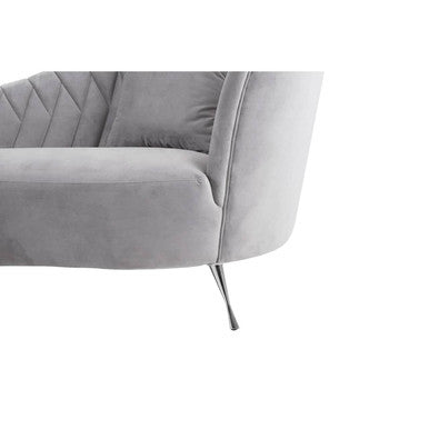Rene Grey Velvet Right Hand Chaise Longue