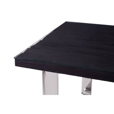 Kerala Large Black Pinewood and Glass Dining Table