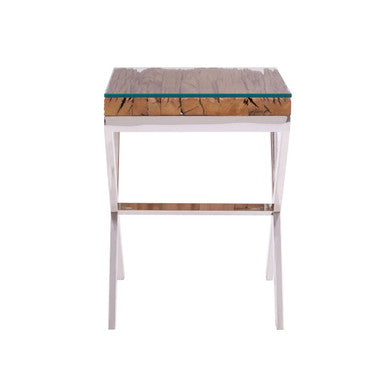 Kerala Natural Sal Wood Side Table