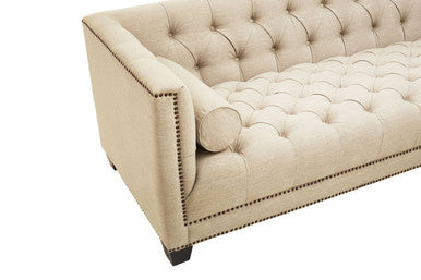 Surina 3 Seat Stone Fabric Sofa