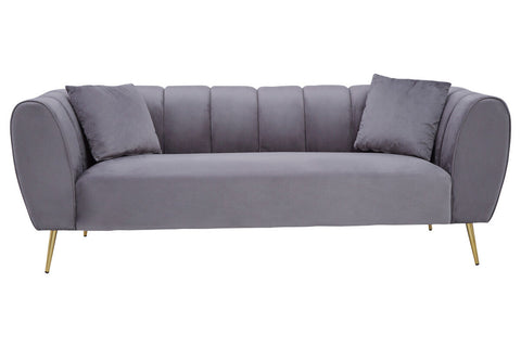 Florine Three Seater Grey Velvet Sofa