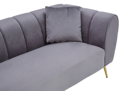 Florine Three Seater Grey Velvet Sofa