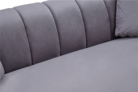 Florine Three Seater Grey Velvet Sofa