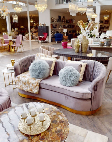 Franza 3 Seat Pleated Grey Velvet Sofa