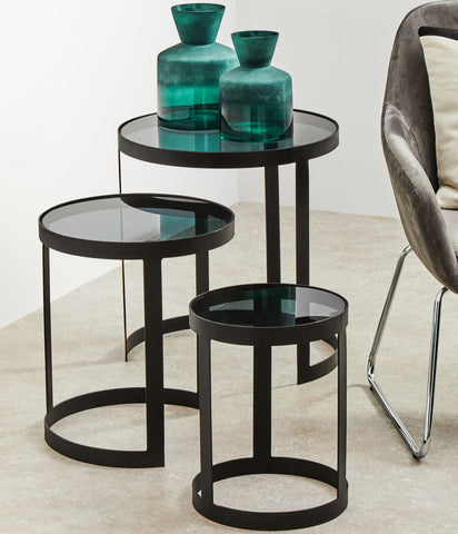 Corra Set Of Three Black Nesting Tables