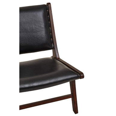 Inca Genuine Black Leather Lounge Chair
