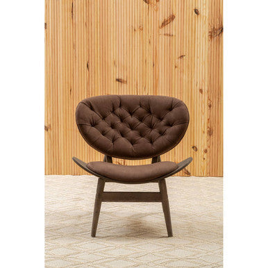 Brown Velvet Chair with Dark Elm Wood Frame | Vinsi