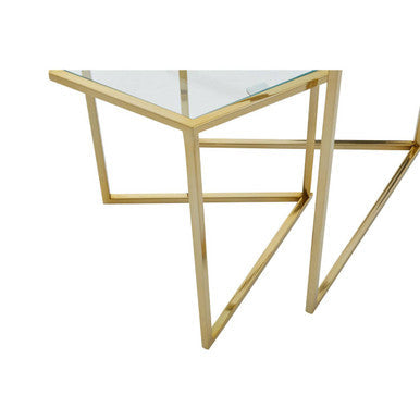 Herber Set Of 2 Gold Finish Hexagon Nesting Tables