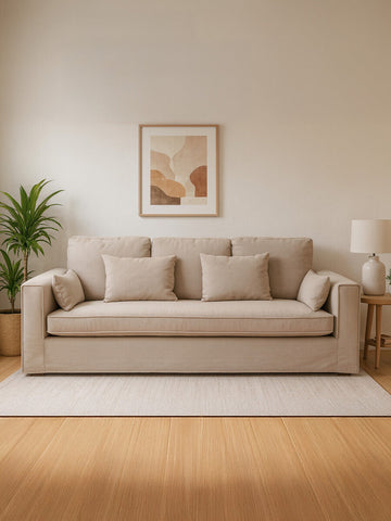 Menton 3 Seat Grey Fabric Sofa