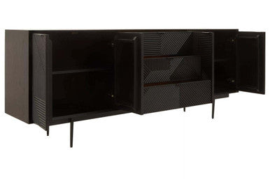 Jakara Black Wood Sideboard With Metal Legs