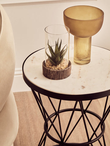 Shalimar Round White Marble Top Side Table