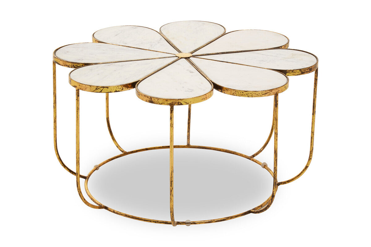 Rabia Petal Coffee Table With Marble Top