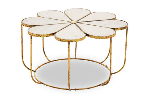 Rabia Petal Coffee Table With Marble Top